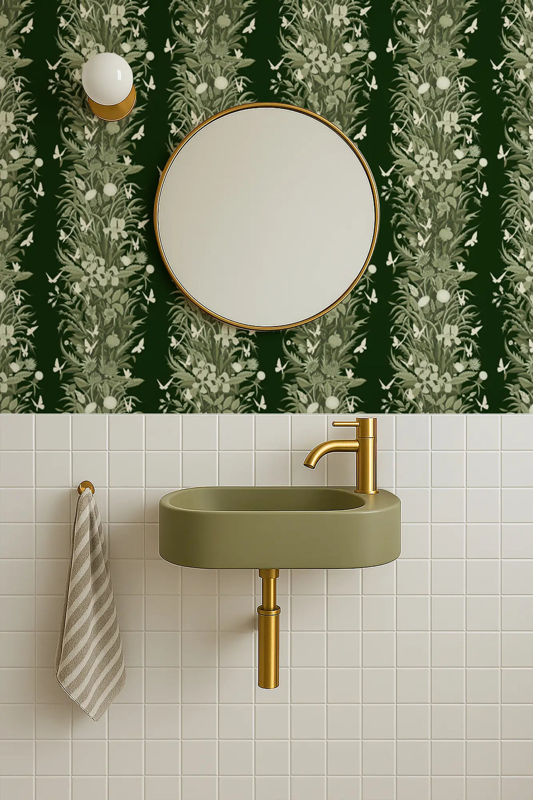 Paradise Bloom - Deep Tone Green Wallpaper