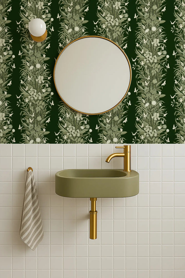 Paradise Bloom - Deep Tone Green Wallpaper
