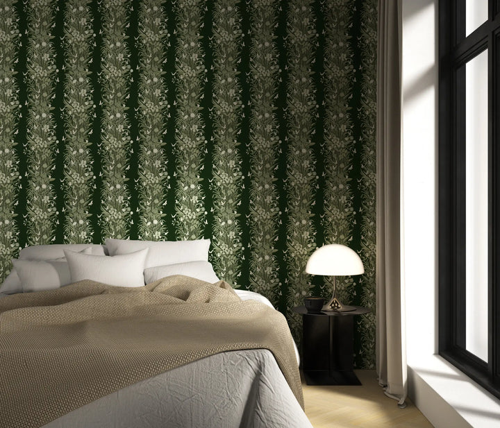 Paradise Bloom - Deep Tone Green Wallpaper