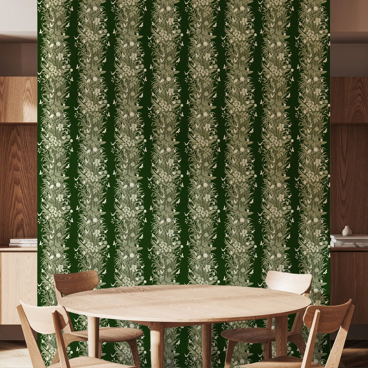 Paradise Bloom - Deep Tone Green Wallpaper