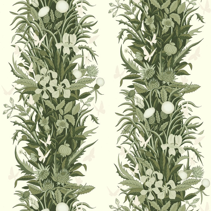 Paradise Bloom - Green Linen Wallpaper