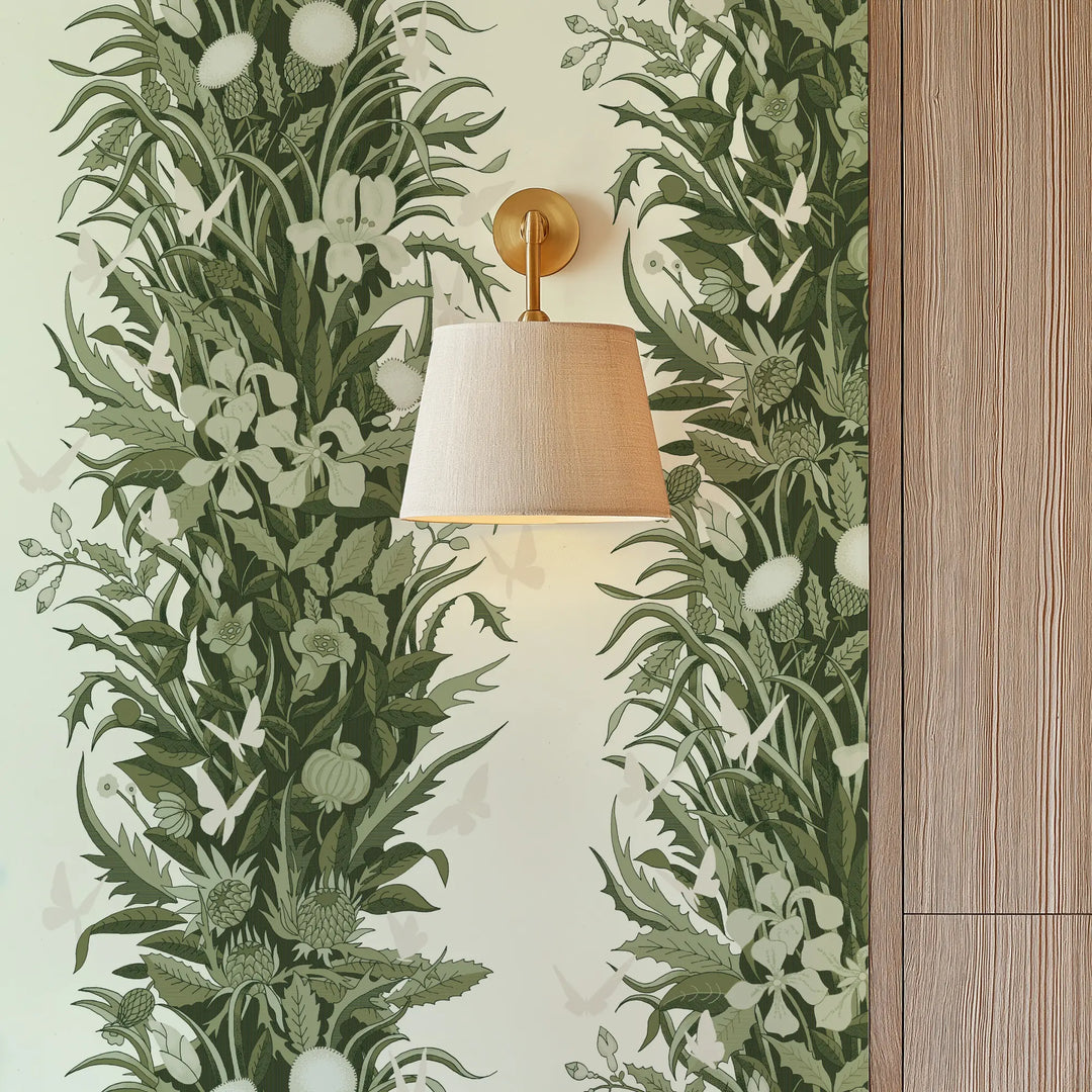 Paradise Bloom - Green Linen Wallpaper