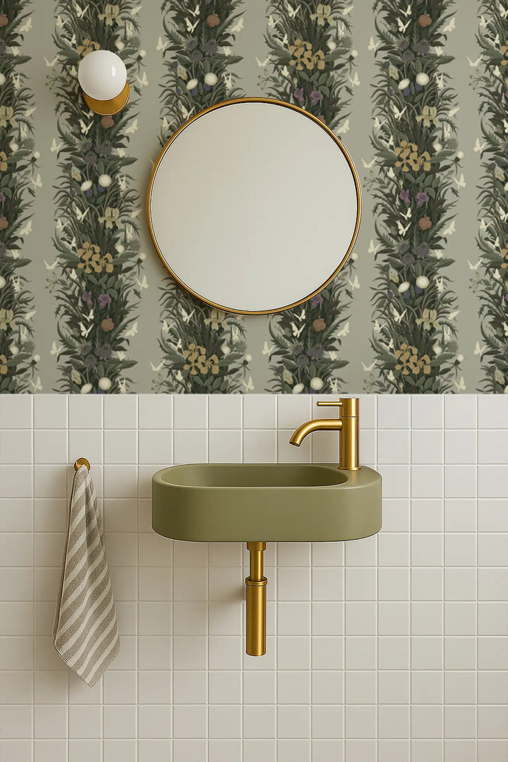 Paradise Bloom - Linen Gray Wallpaper