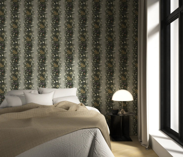 Paradise Bloom - Linen Gray Wallpaper