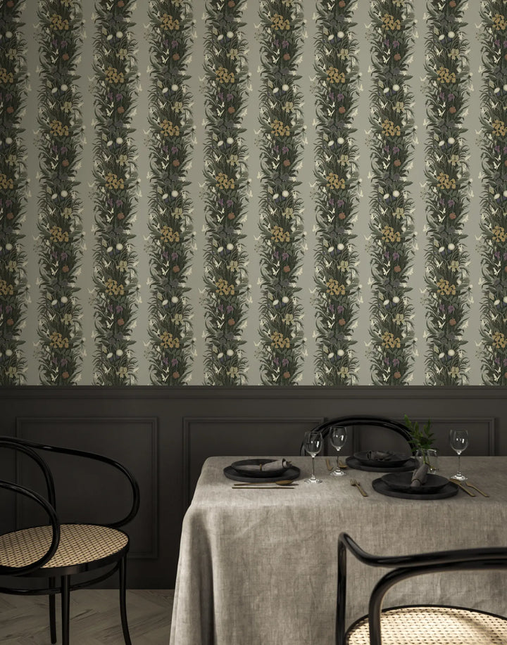 Paradise Bloom - Linen Gray Wallpaper