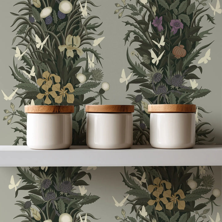 Paradise Bloom - Linen Gray Wallpaper