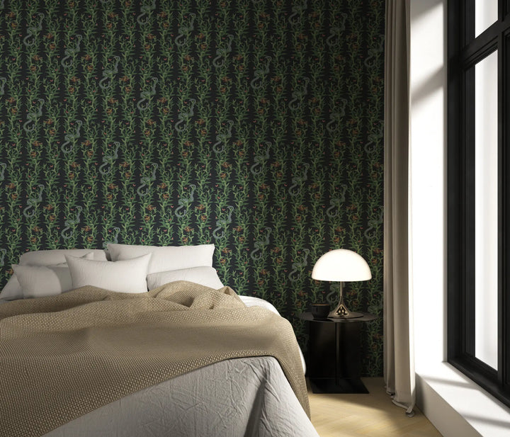 Stalking Vine - Emerald Evening Wallpaper