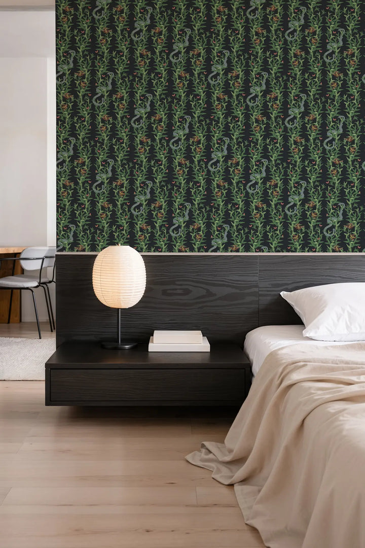 Stalking Vine - Emerald Evening Wallpaper