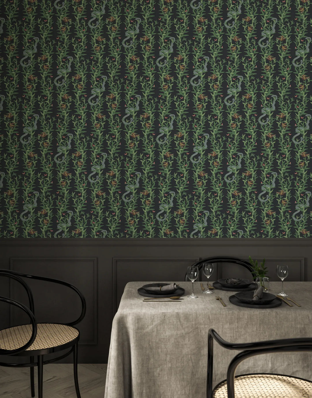 Stalking Vine - Emerald Evening Wallpaper
