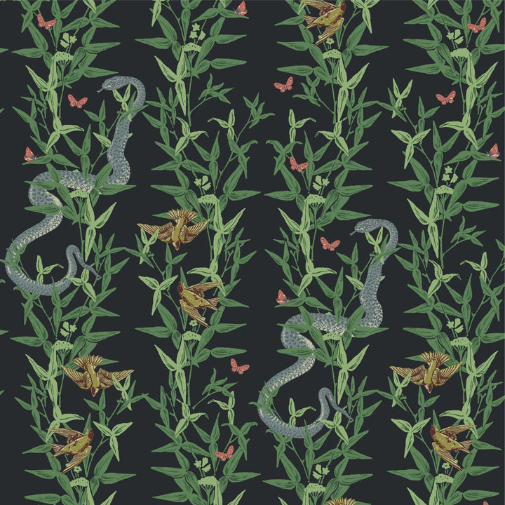 Stalking Vine - Emerald Evening Wallpaper