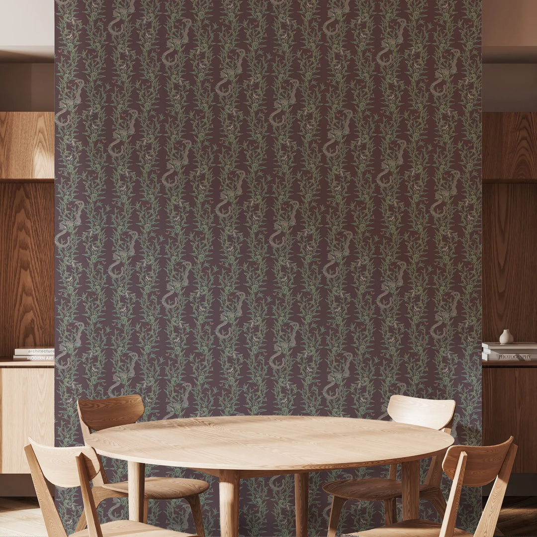 Stalking Vine - Midnight Mulberry Wallpaper