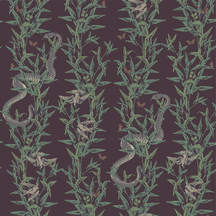 Stalking Vine - Midnight Mulberry Wallpaper