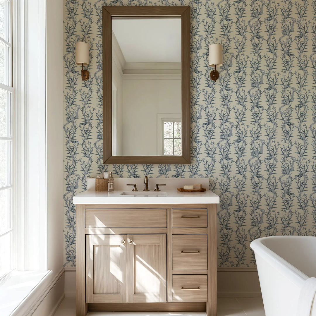 Stalking Vine - Porcelain Blue Wallpaper