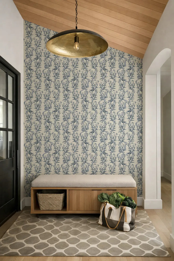 Stalking Vine - Porcelain Blue Wallpaper
