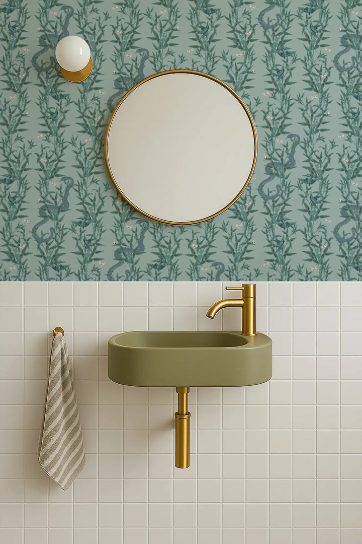 Stalking Vine - Tropical Teal Wallpaper