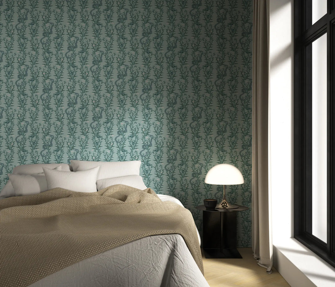 Stalking Vine - Tropical Teal Wallpaper