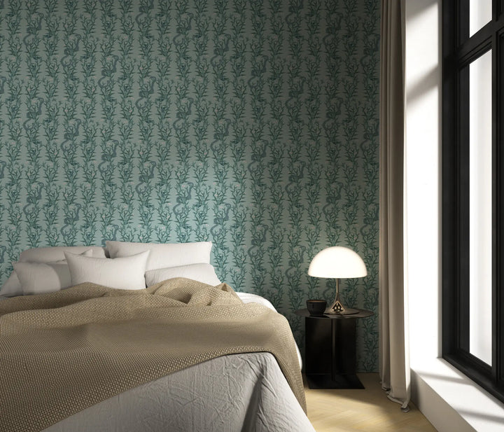 Stalking Vine - Tropical Teal Wallpaper