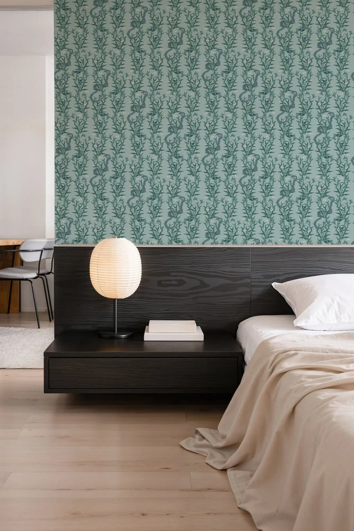 Stalking Vine - Tropical Teal Wallpaper