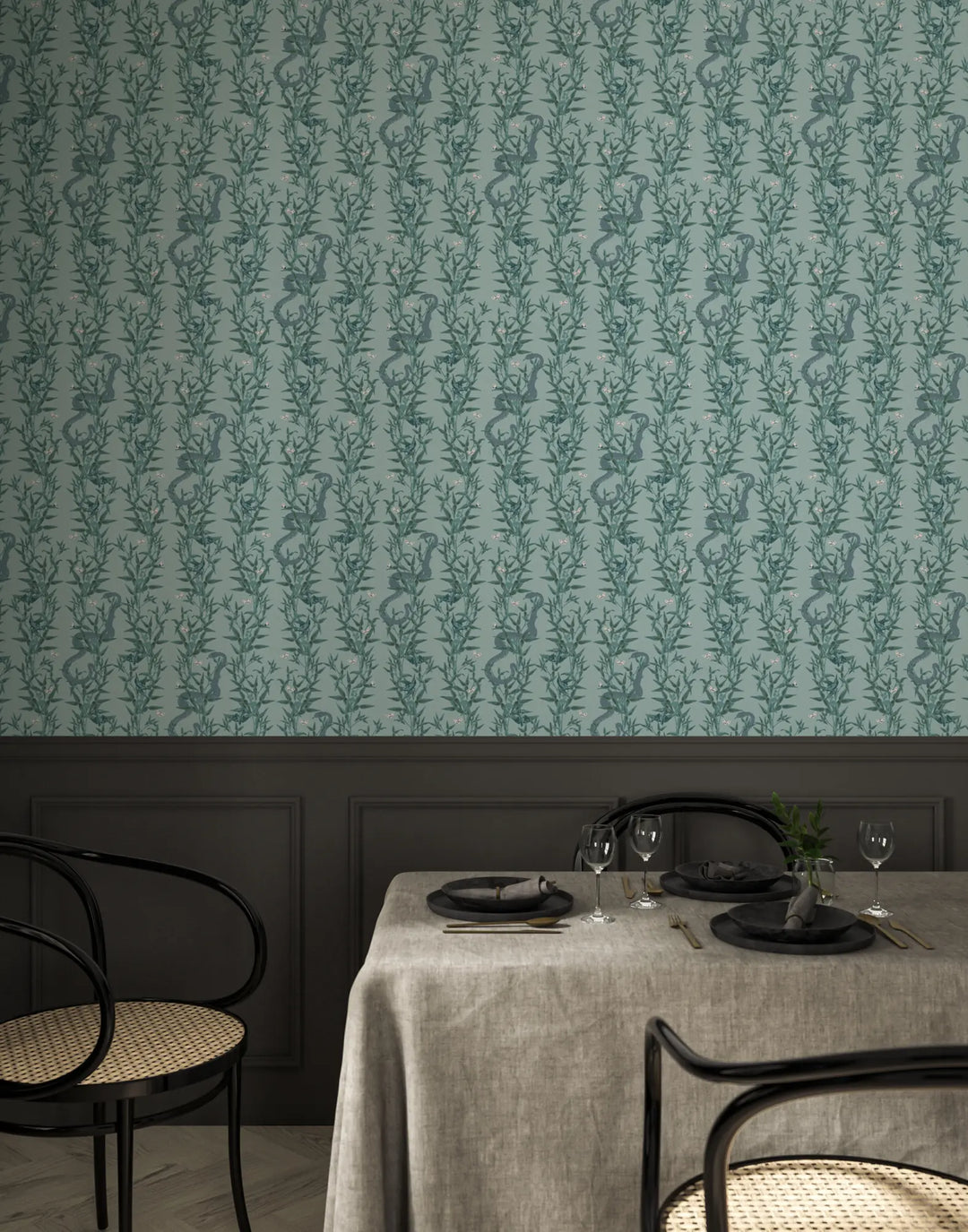 Stalking Vine - Tropical Teal Wallpaper