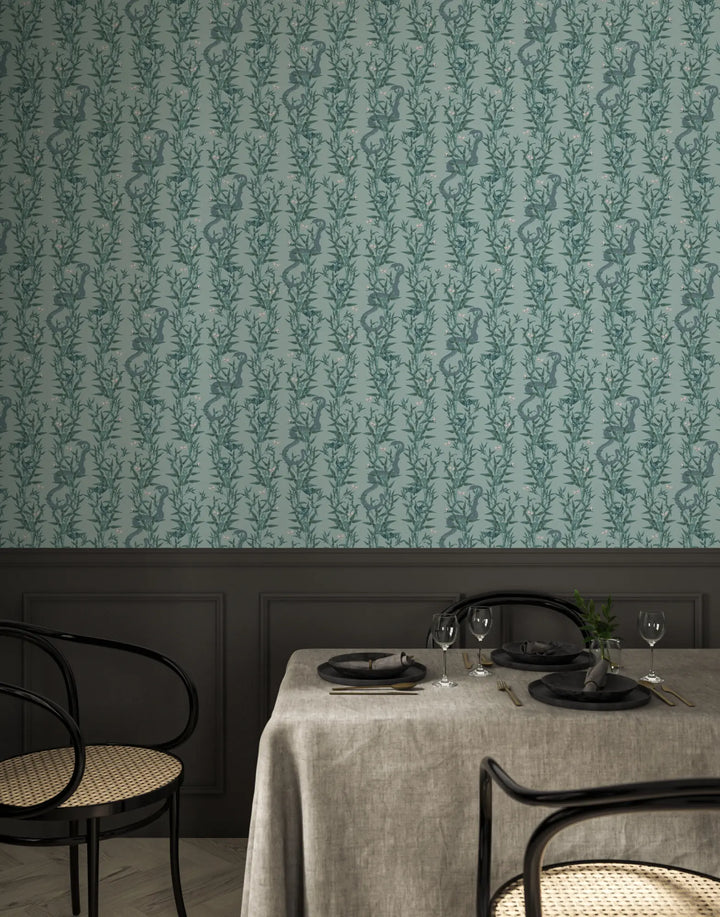 Stalking Vine - Tropical Teal Wallpaper