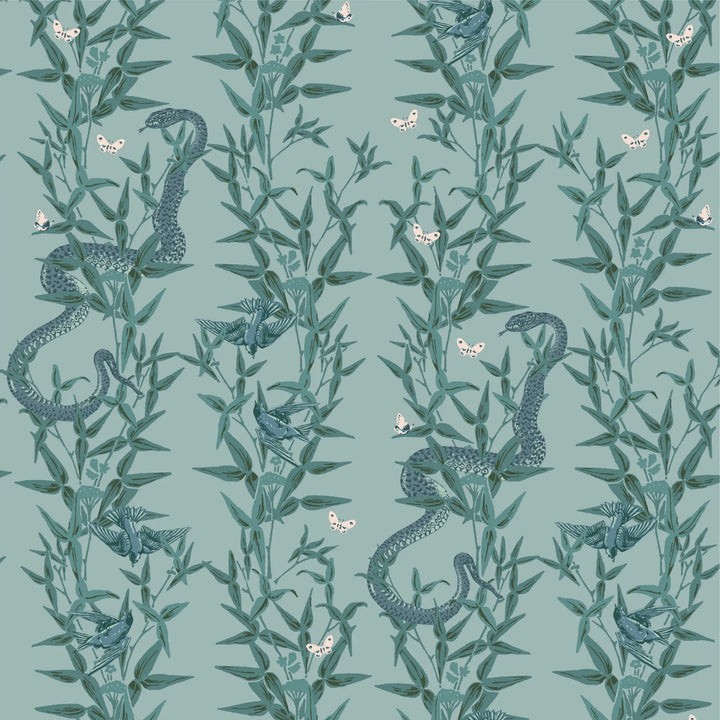 Stalking Vine - Tropical Teal Wallpaper