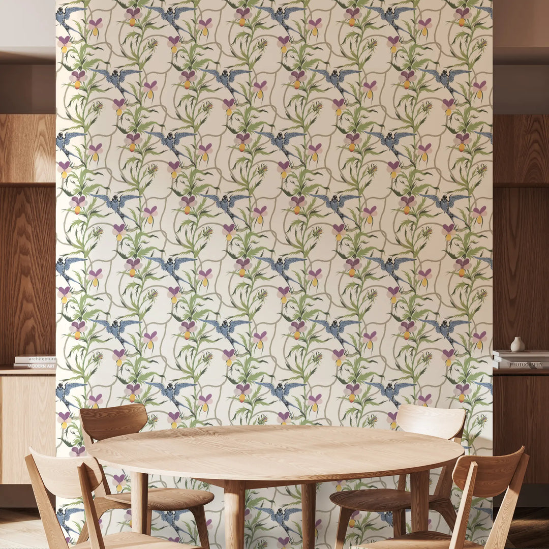 Tangled Flight - Afternoon Off-White Wallpaper