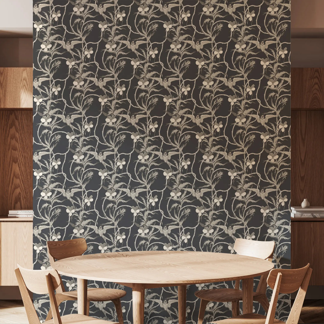 Tangled Flight - Black Oat Wallpaper