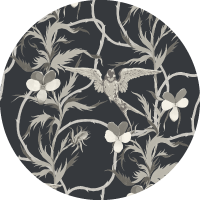 Tangled Flight - Seafoam Black Wallpaper