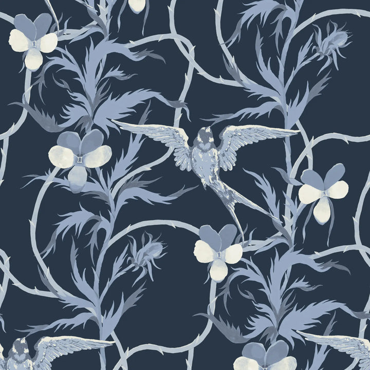 Tangled Flight - Indigo Wallpaper
