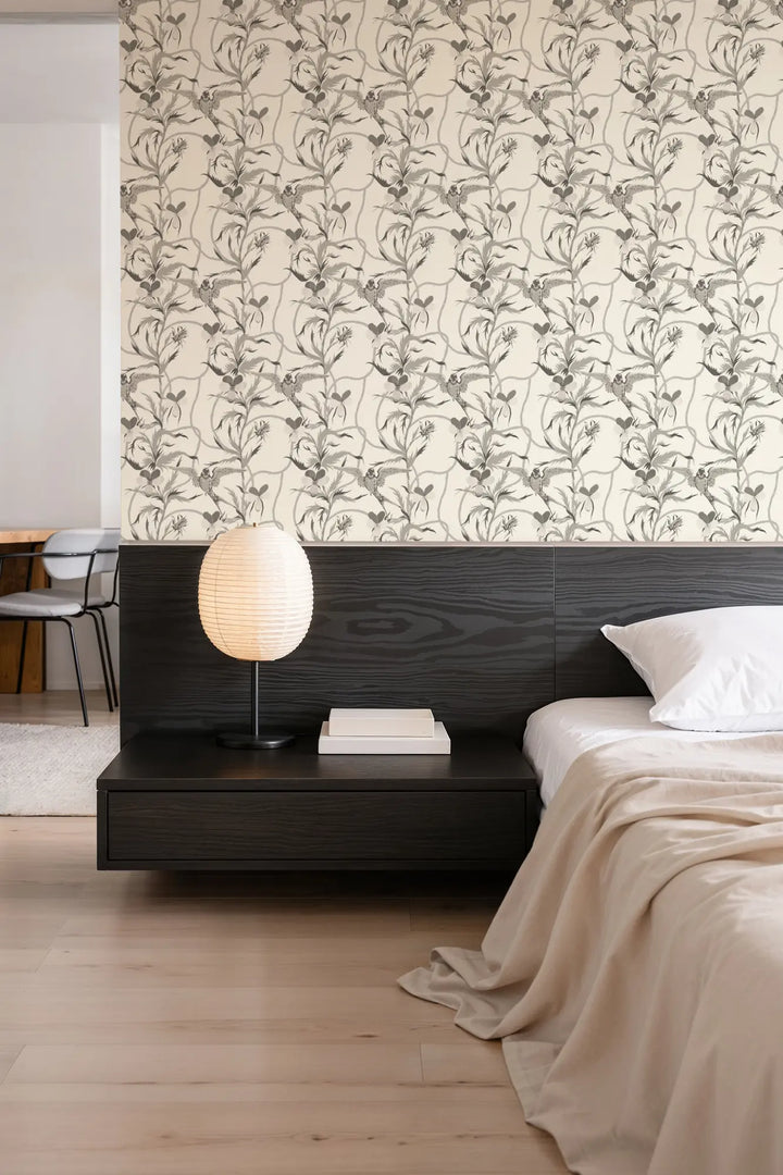 Tangled Flight - Linen Gray Wallpaper