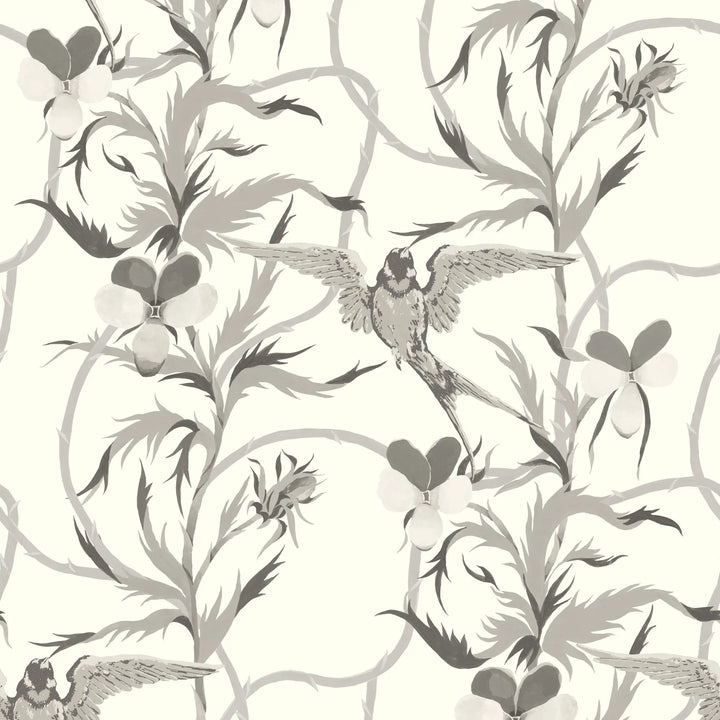 Tangled Flight - Linen Gray Wallpaper