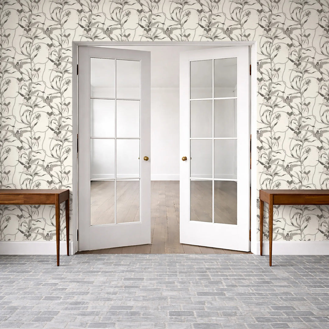 Tangled Flight - Linen Gray Wallpaper