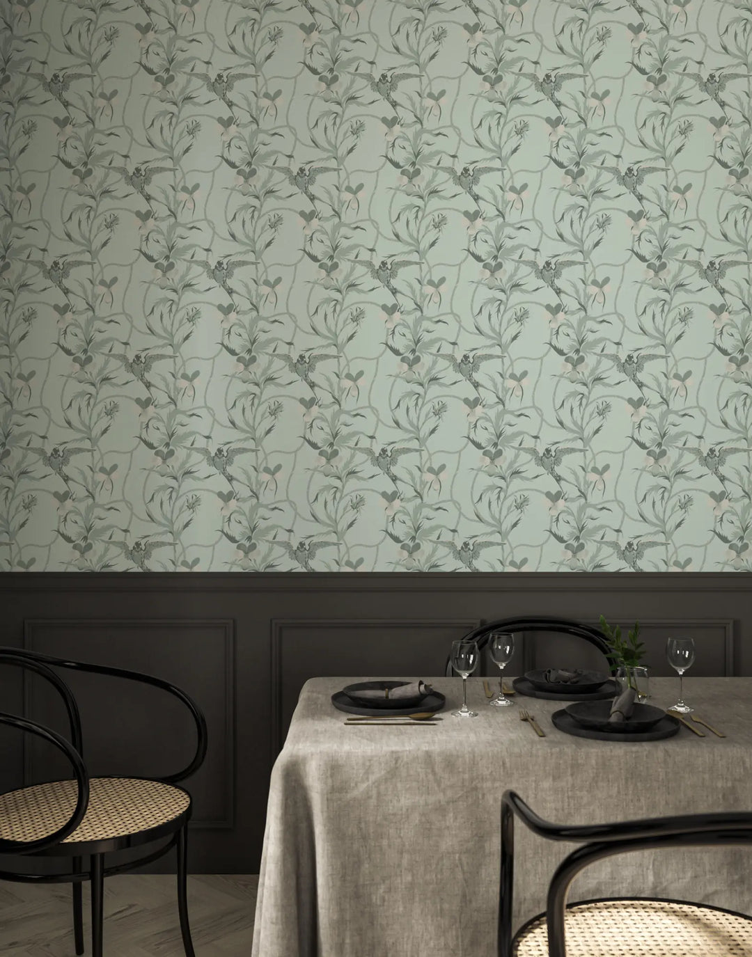 Tangled Flight - Seafoam Wallpaper