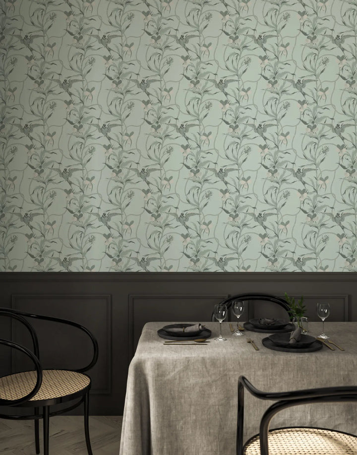 Tangled Flight - Seafoam Wallpaper