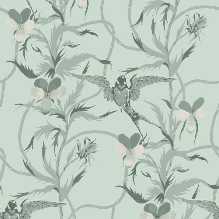 Tangled Flight - Seafoam Wallpaper