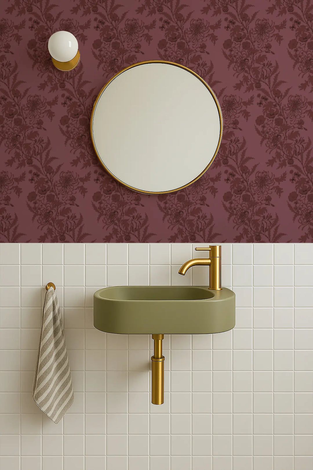 Wilding Toile - Burgundy Wallpaper