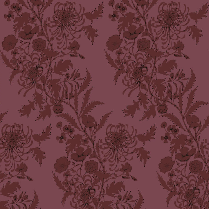 Wilding Toile - Burgundy Wallpaper