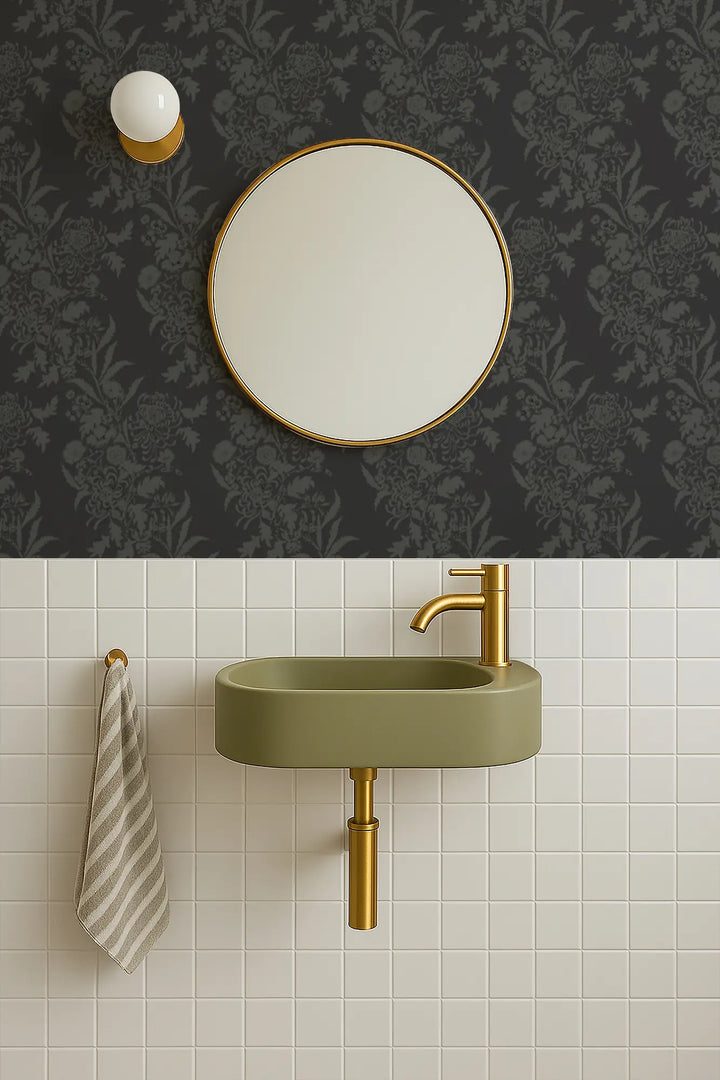 Wilding Toile - Black Shadow Wallpaper