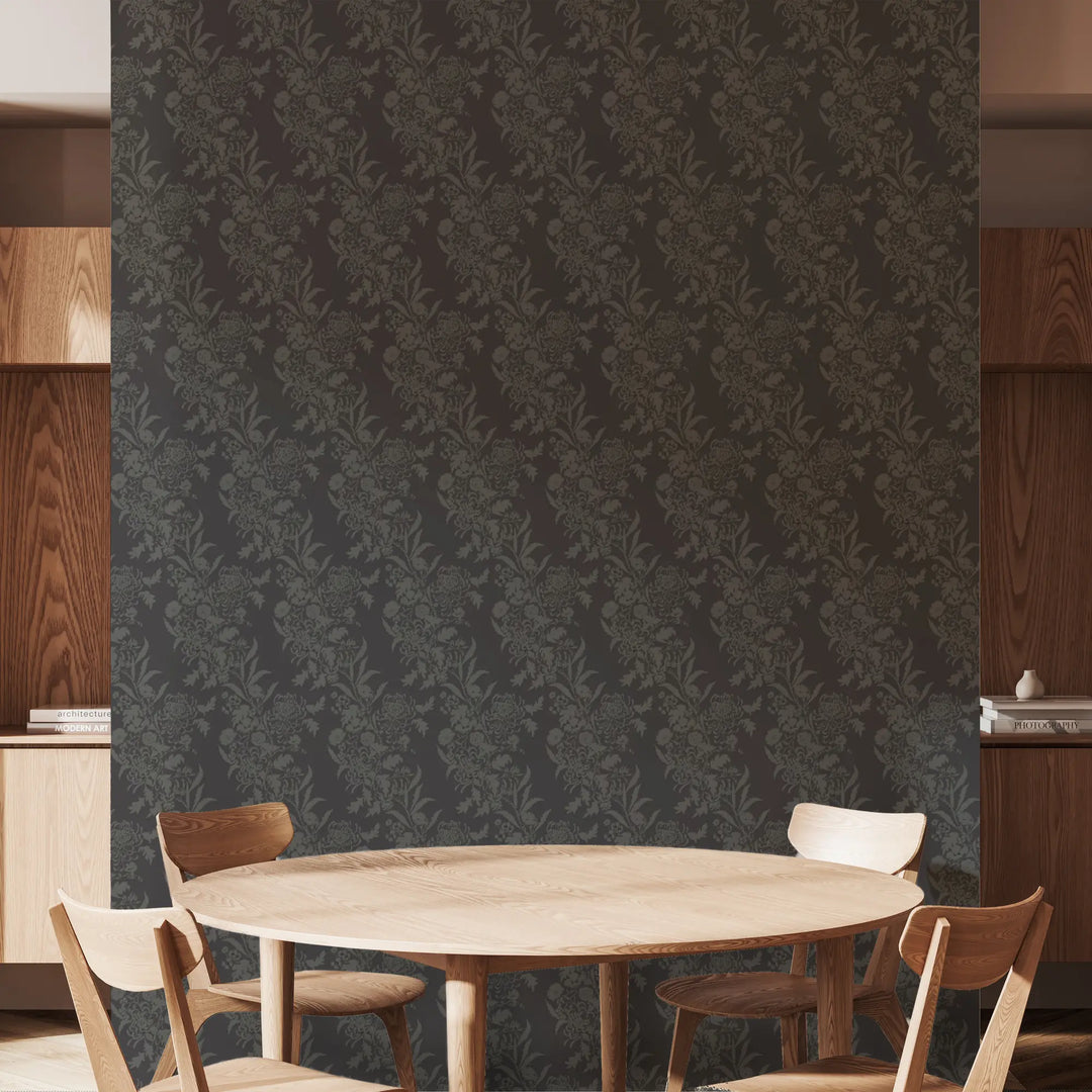 Wilding Toile - Black Shadow Wallpaper