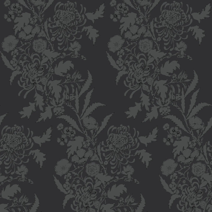Wilding Toile - Black Shadow Wallpaper