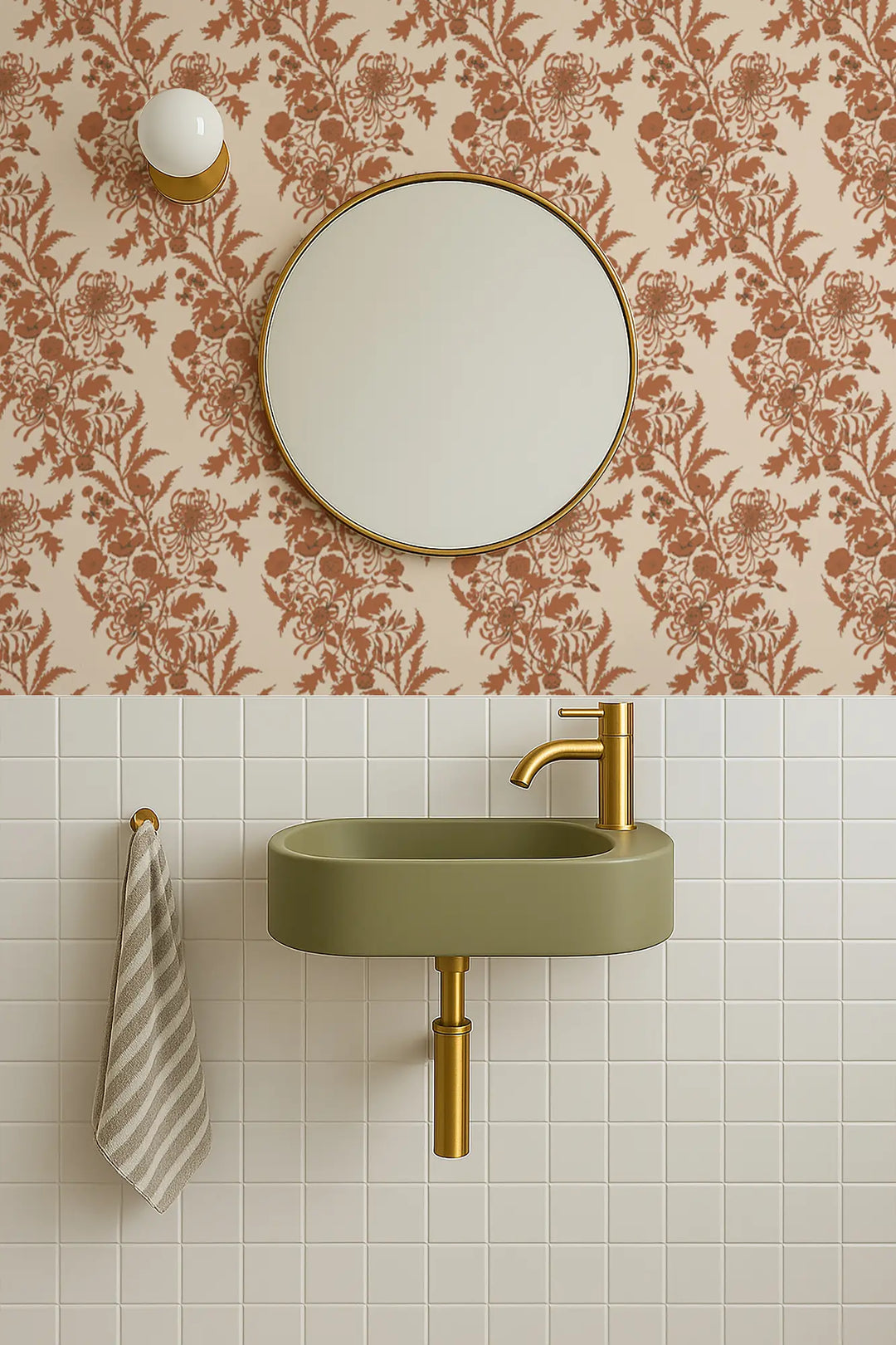 Wilding Toile - Burnt Orange Wallpaper