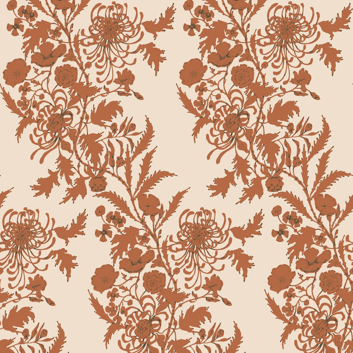 Wilding Toile - Burnt Orange Wallpaper