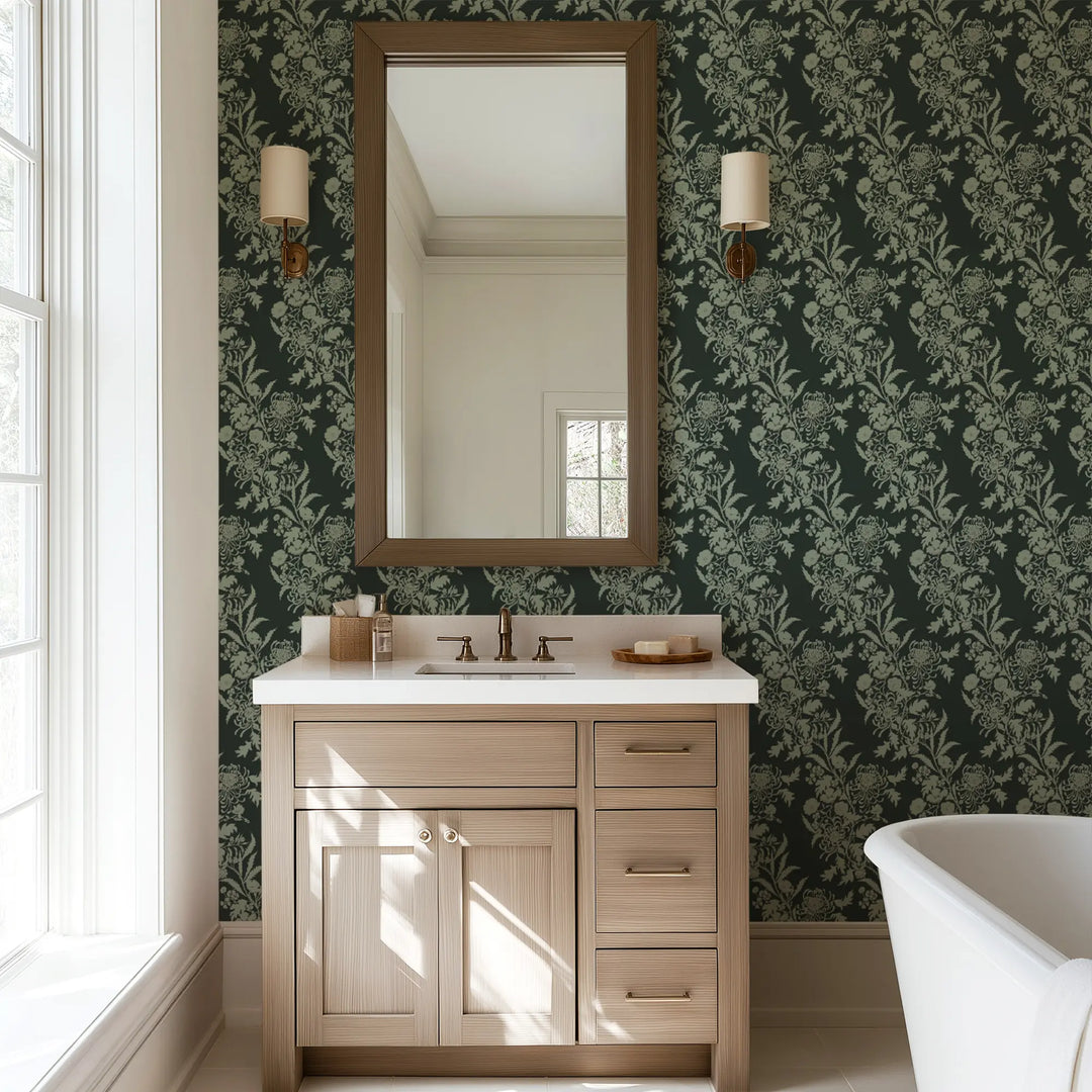 Wilding Toile - Jewel Green Wallpaper