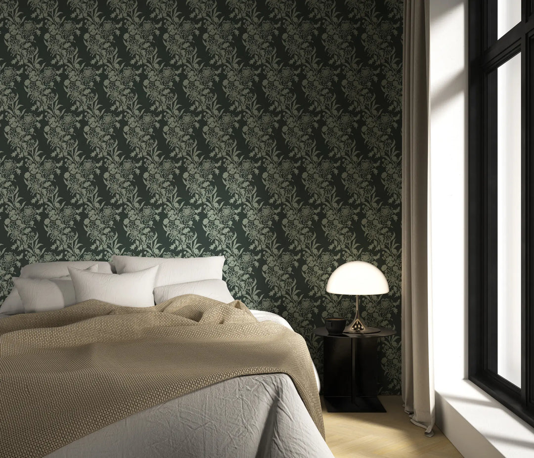 Wilding Toile - Jewel Green Wallpaper