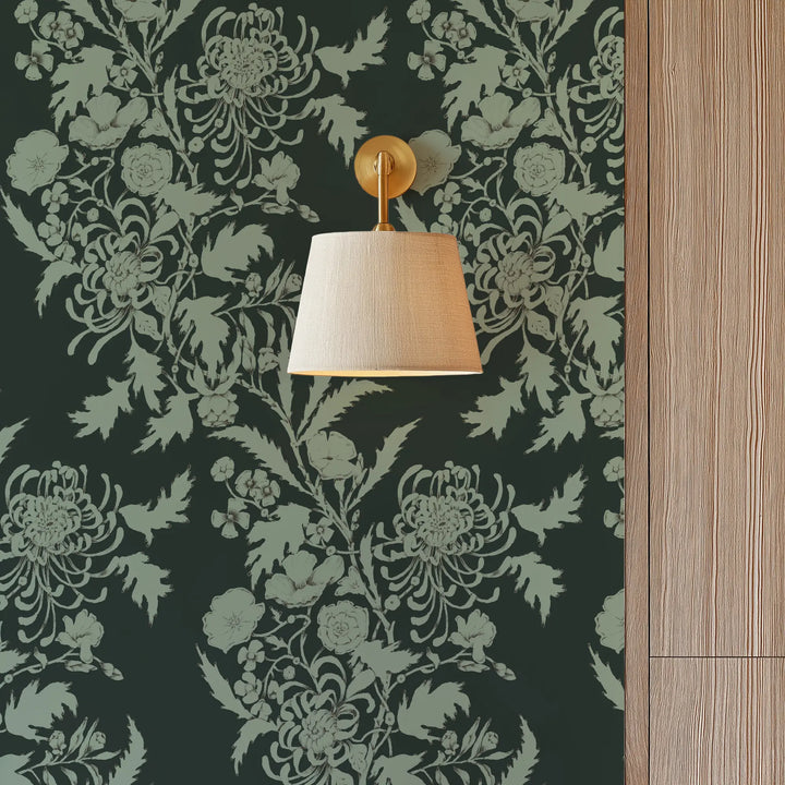 Wilding Toile - Jewel Green Wallpaper