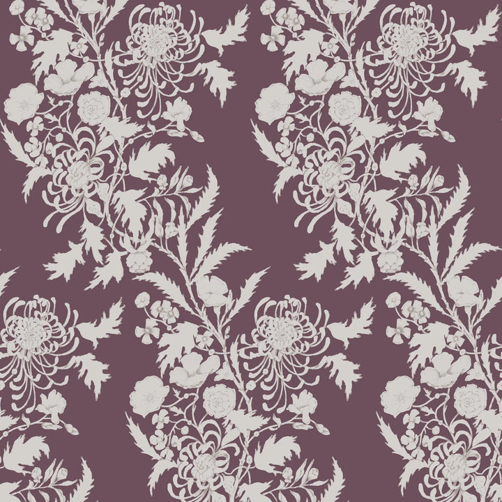 Wilding Toile - Maroon Wallpaper