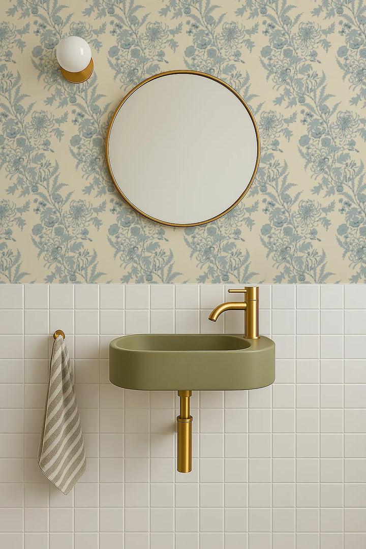 Wilding Toile - Pale Blue Wallpaper