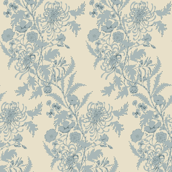 Wilding Toile - Pale Blue Wallpaper