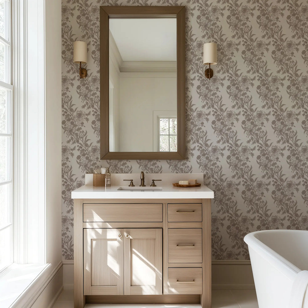 Wilding Toile - Pulp Gray Wallpaper