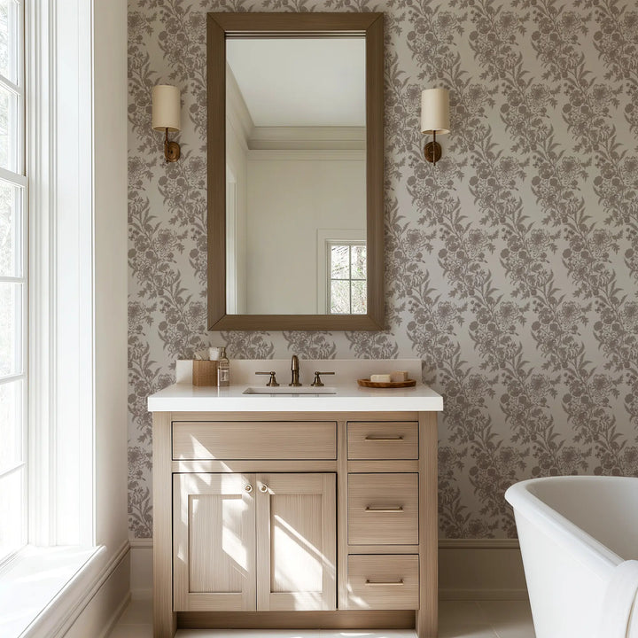 Wilding Toile - Pulp Gray Wallpaper